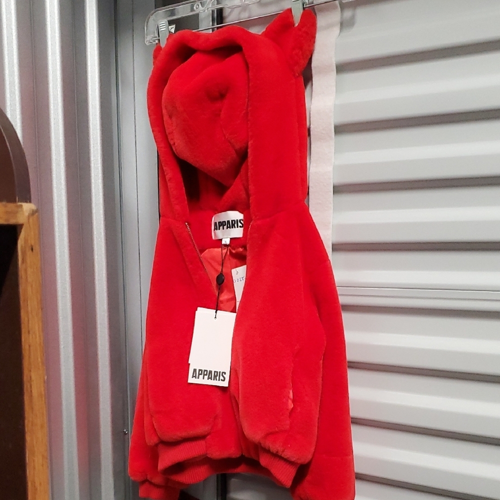 Apparis Kids Red Faux Fur Jacket